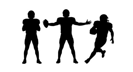 American Football Players Silhouettes in Action.