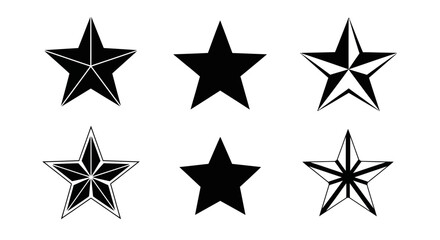 Collection of Star Illustrations - Nautical Star, Solid Star, and Star Outline Designs.