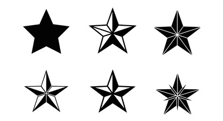 Fototapeta premium Collection of Star Illustrations with Varying Designs and Styles.