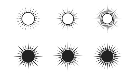 Collection of Sunburst Designs - A Variety of Solar Illustrations.