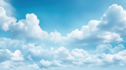 Fluffy Clouds Against A Clear Blue Sky