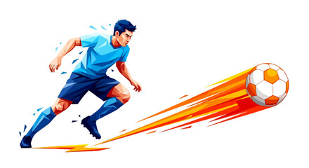 Fototapeta premium Dynamic Soccer Player Kicking Ball with Speed Trail Illustration.