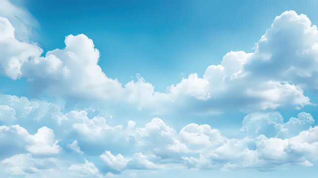 Fluffy Clouds Against A Clear Blue Sky - Powered by Adobe
