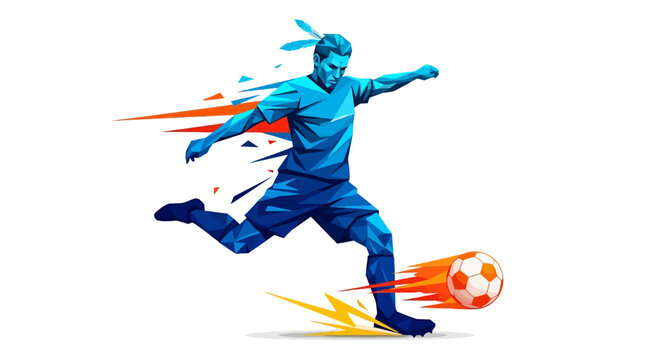 Dynamic Soccer Player Kicking Ball with Energy Trails.