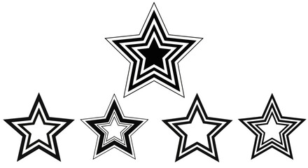 Five Star Icons with Varied Fill and Outline Styles.