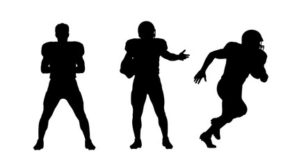 Silhouettes of American Football Players in Action Poses.
