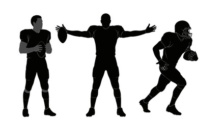 Silhouettes of American Football Players in Action.