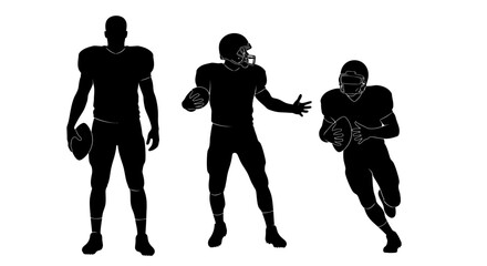 Silhouettes of American Football Players in Action.