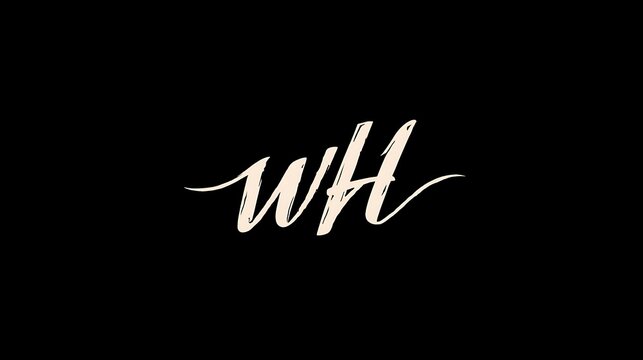 letter initial wh hw handwriting logo design inspiration.