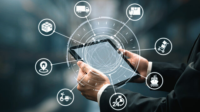 Goods delivery tracking icons show shipping, goods delivery routes, and logistics monitoring. Goods delivery tracking ensures timely goods delivery, secure handling, and accurate tracking. Gist