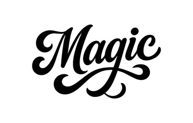 Obraz premium Elegant handwritten magic script with decorative flourishes in black