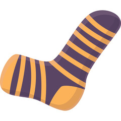 Purple And Orange Striped Sock On A Transparent Background Isolated Fashion Accessory For Feet Cozy Warm Textile Object