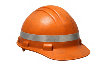 Orange hard hat protecting construction workers, engineers, and industrial personnel, ensuring workplace safety