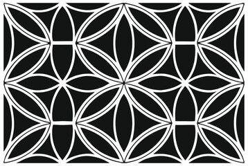 Fototapeta premium Luxury Black and White Floral Pattern | Stylish Geometric Tile Design for Fabric, Interior, Wallpaper, and Fashion | Classic Digital Texture with Ornamental Aesthetic and Sophisticated Elegance