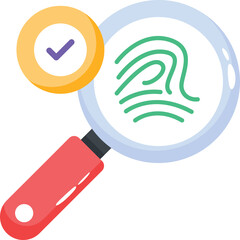 Magnifying Glass Over Fingerprint With Check Mark Symbol Indicating Verification and Authentication Concept