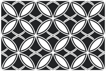 Fototapeta premium Luxury Black and White Floral Pattern | Stylish Geometric Tile Design for Fabric, Interior, Wallpaper, and Fashion | Classic Digital Texture with Ornamental Aesthetic and Sophisticated Elegance