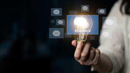 Customer or business team feedback system highlighting comments, opinions, evaluations, reviews, and suggestions from users to improve services, communication, and product quality idea insight Latch