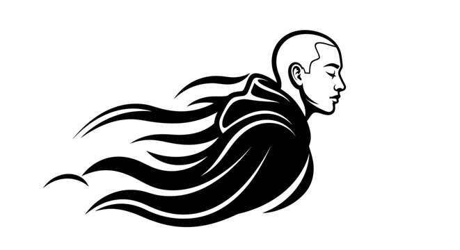Monk in Meditation: Serene Figure with Flowing Robes.
