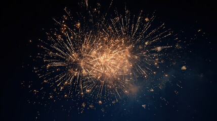 Golden Fireworks Display Against Dark Night Sky with Bursting Light and Sparkling Trails