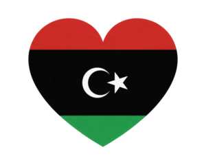 Express your love for Libya with this heart shaped flag, perfect for patriotic projects, events and heartfelt designs today