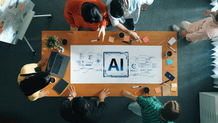 A futuristic user interface for business intelligence. This advanced AI dashboard displays complex data analysis, charts, and graphs for strategic corporate insights. Fermion