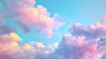 Dreamy Pastel Clouds in a Turquoise Sky Creating a Serene and Romantic Atmosphere