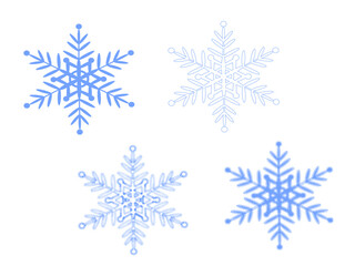 Four Blue Vector Snowflakes Set on White Background. A versatile vector  range of designs suitable for various winter and holiday themes.