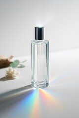 Luxury perfume bottle prismatic light effect