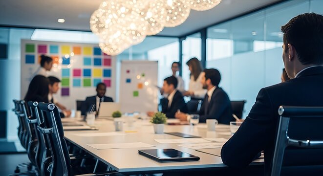 Dynamic diverse business team collaborating on growth strategies in a modern office