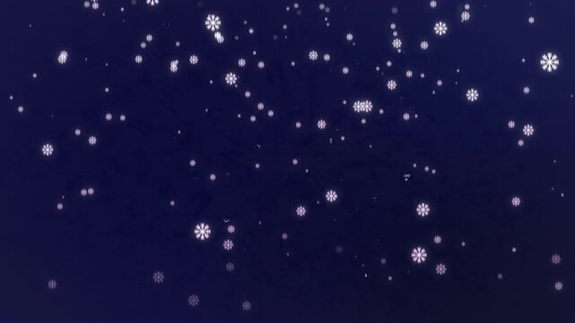 Hello Winter icy text on a bright blue gradient background with gently falling snowflakes. Arrival of winter season, solstice. 4k animation video