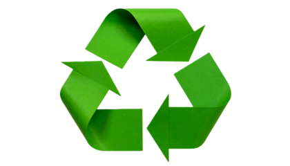 Abstract Green Geometric Recycling Arrows Symbol Cut Out, Illustrating Sustainability and Environmental Conservation on Isolated White Background