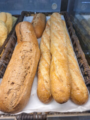 Fresh Artisan Bread and Baguettes in Basket