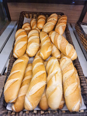 Fresh Baguettes in Rustic Basket