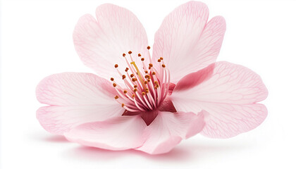 One Sakura flower cherry blossom isolated on white background