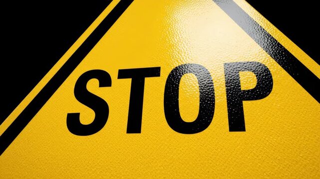 Yellow Triangular Stop Sign with Black Border