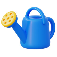 Blue plastic watering can for indoor plant care 3d icon © Yumo