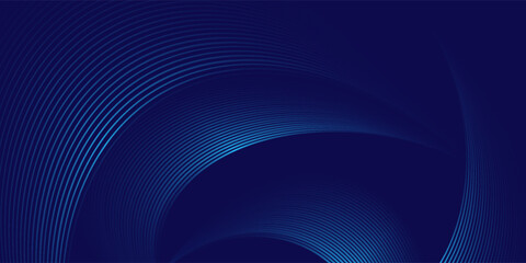 Abstract blue background with glowing curved lines. Shiny blue swirl curve lines design. Spiral lines. Geometric oval pattern. Futuristic technology concept. Vector illustration