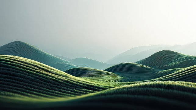 Rolling Hills In Misty Light