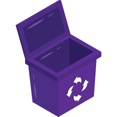 Purple Recycling Bin With Arrows Symbol Isolated on Transparent Background