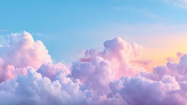 Abstract Cloudscape with Pastel Hues of Pink Blue and Orange Capturing Atmospheric Beauty