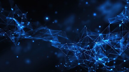 Abstract Network of Blue Glowing Points and Lines on Dark Background Dynamic Plexus Connection Concept Digital Wallpaper