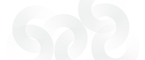 Obraz premium Abstract white glowing geometric lines on gray background. Modern shiny blue circle lines pattern. Futuristic technology concept. Suit for cover, poster, banner, brochure, header, vector modern