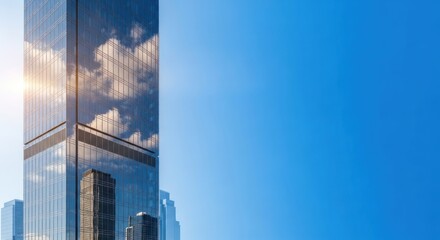 Reflections on Modernity: High-Rise Architecture Against Azure Skies, Cityscape