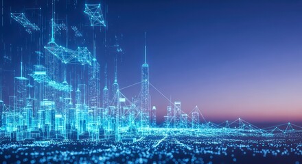 Futuristic Digital Cityscape: A Connected Network of Innovation and Progress