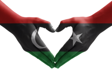 Expressing Libyan pride two hands forming heart with flag colors unity patriotism love cultural identity national symbol