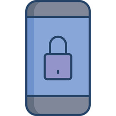 Mobile Phone Screen Displaying A Padlock Icon Symbolizing Security And Protection On A Light Blue Background With Dark Blue Outline And White Screen Display