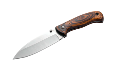 Pocketknife with wood handle on black background