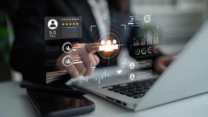 A dashboard for customer relationship management (CRM). The data analysis and market research help...