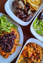 Traditional Brazilian Lunch with Rice and Meat