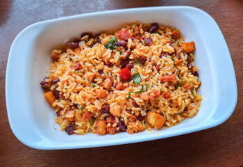 Traditional Brazilian Rice with Beans and Meat